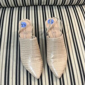 Chinese Laundry Tan Croc-Embossed Mules